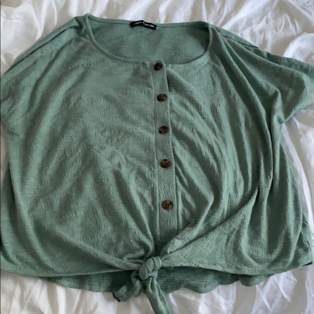 Green button down top